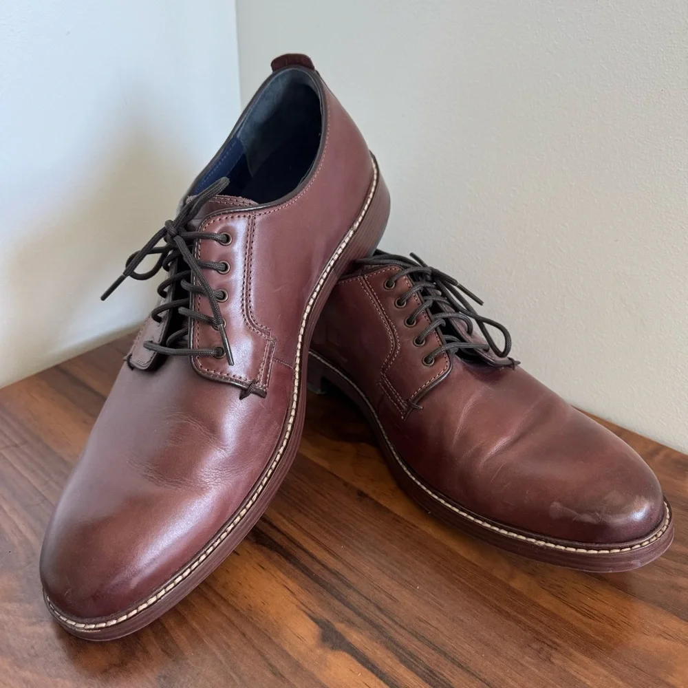 12 Men’s Oxford Cole Haan Brown Tan Leather Lace Up Dress Shoes Formal Academia